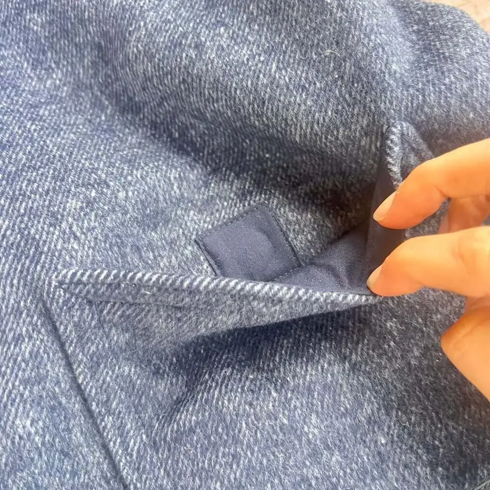 Norsari Nordic Sari Size Small Indigo Herringbone Wool Acrylic Wearable Blanket